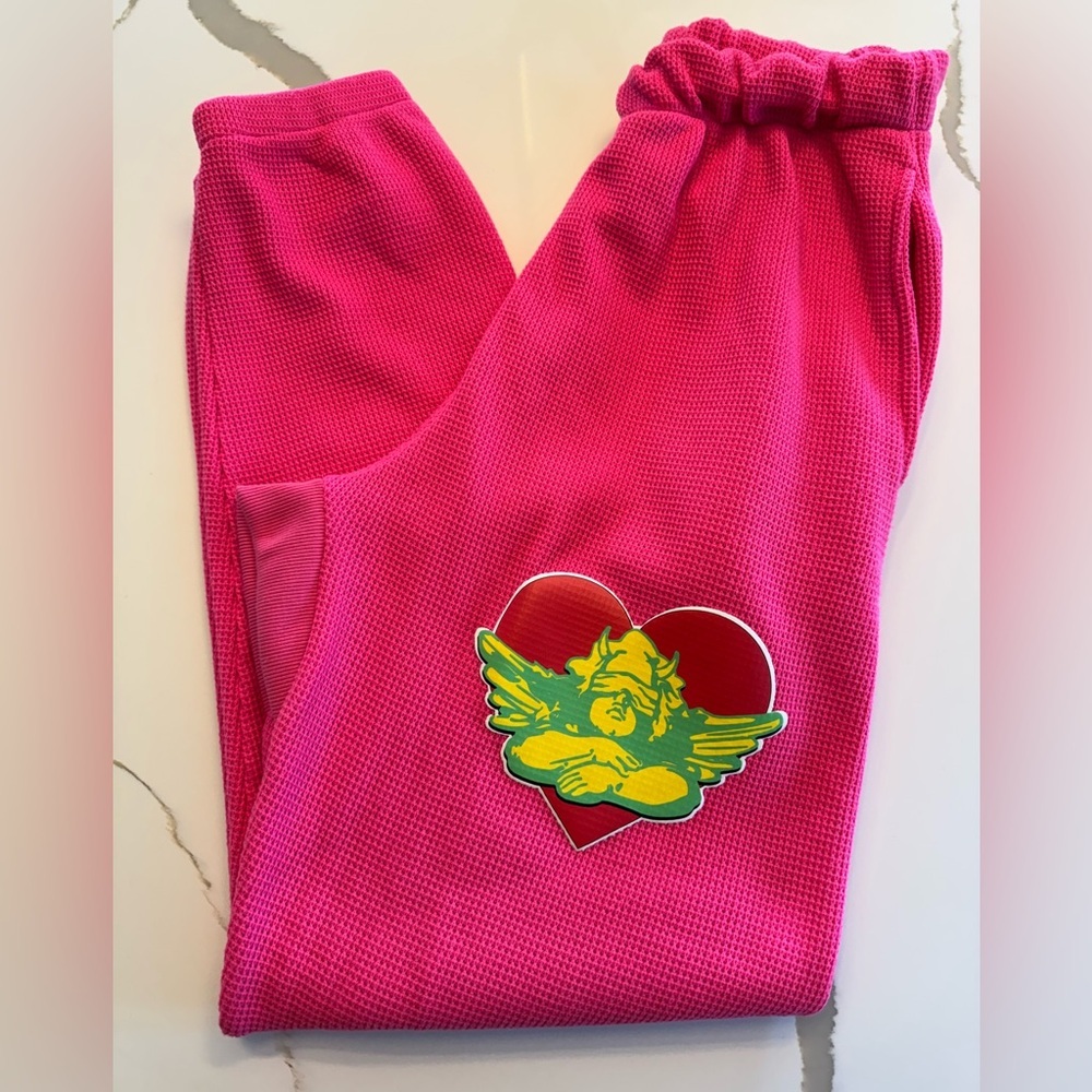 Boys Lie Pink Track Pants with Heart Patch